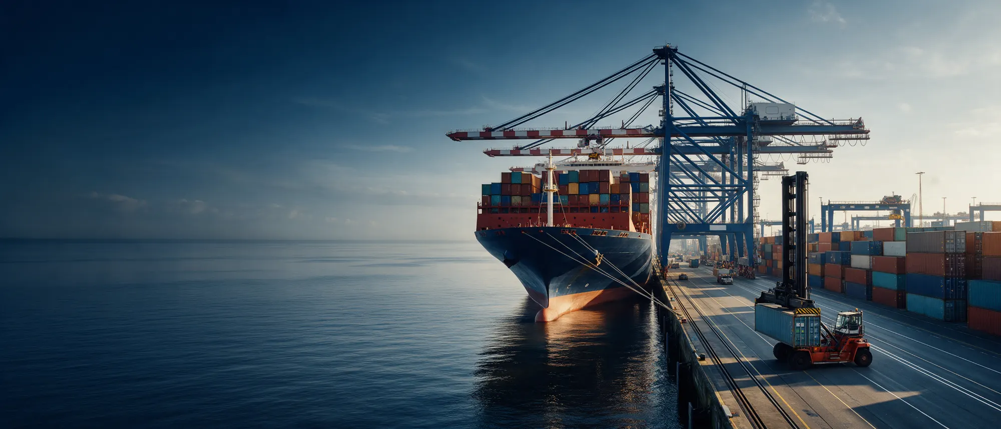 Containerschiff wird am Terminal im Hamburger Hafen beladen